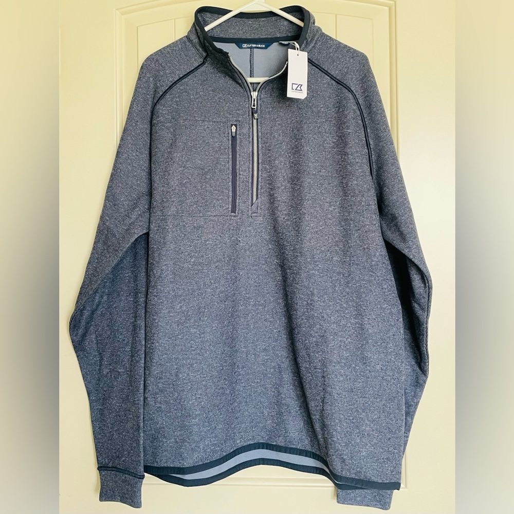 Cutter & Buck Mainsail Sweater-Knit Mens Half Zip Pullover Jacket Size L NWT
